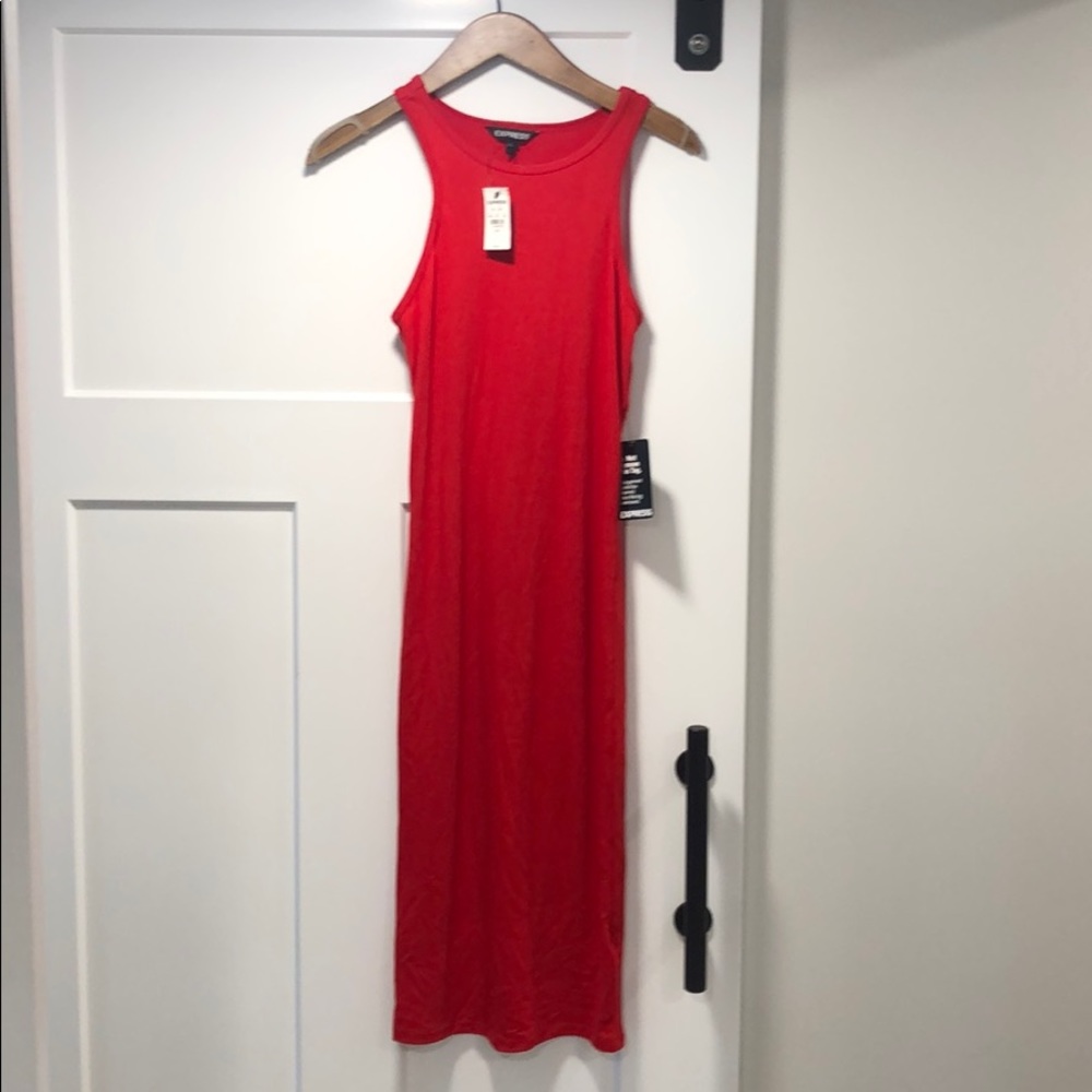 Red midi dress